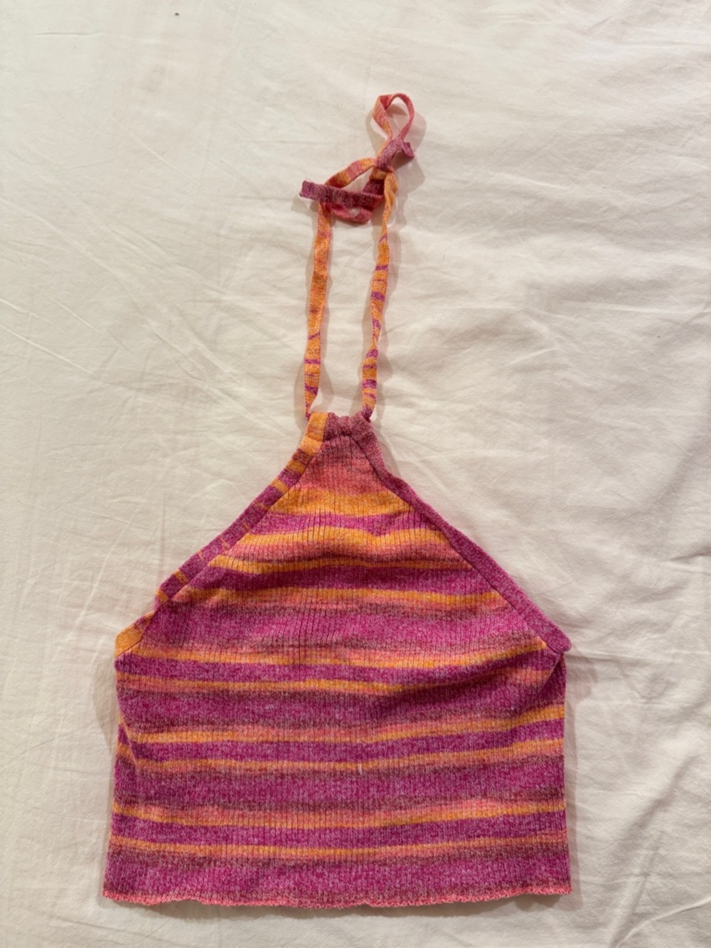 wild fable Pink and Orange Striped Knit Crop Halter